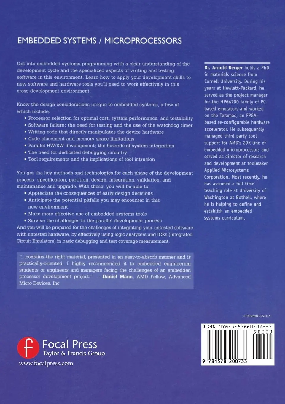 Rückseite: 9781578200733 | Embedded Systems Design | Arnold S. Berger | Taschenbuch | Englisch
