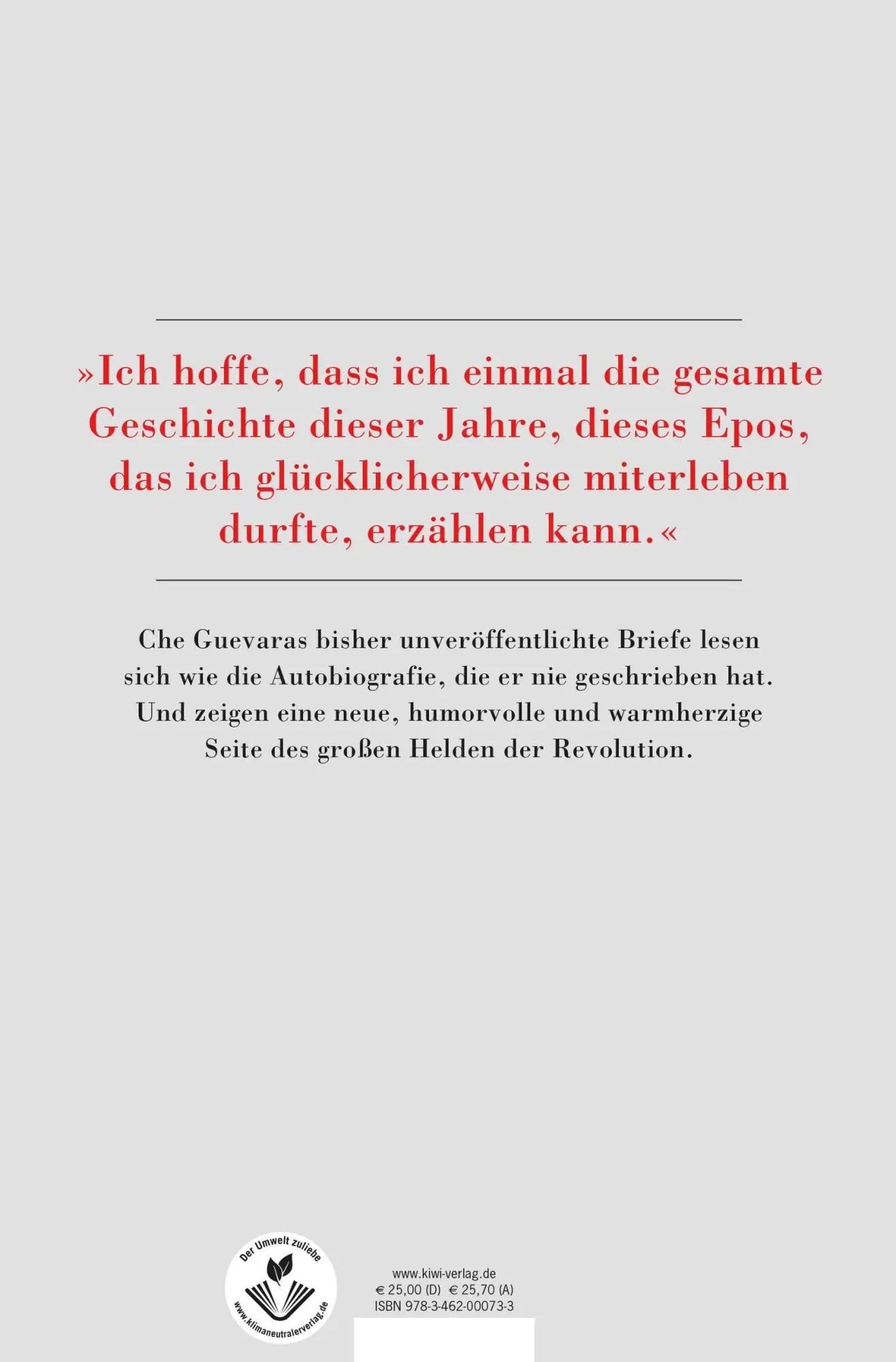Rückseite: 9783462000733 | Ich umarme dich mit all meiner revolutionären Hingabe | Guevara | Buch