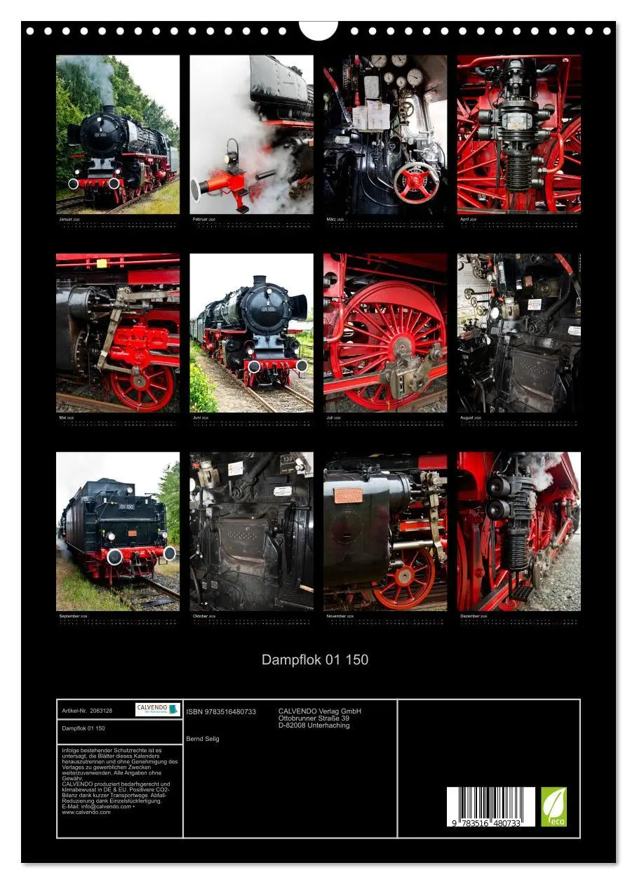 Bild: 9783516480733 | Dampflok 01 150 (Wandkalender 2026 DIN A3 hoch), CALVENDO...