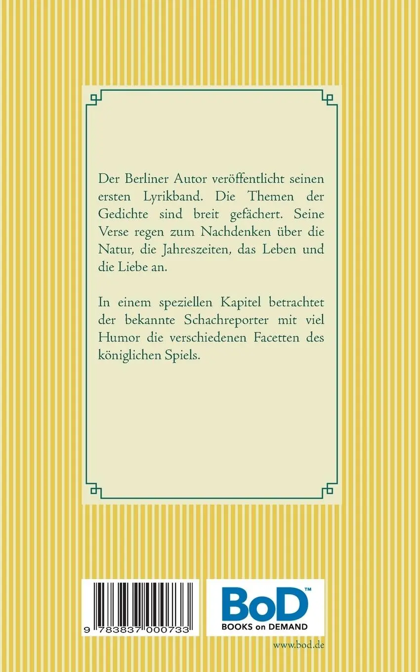 Rückseite: 9783837000733 | Spiel der Könige | Gedichte - ernst und heiter | Dago Berlin | Buch