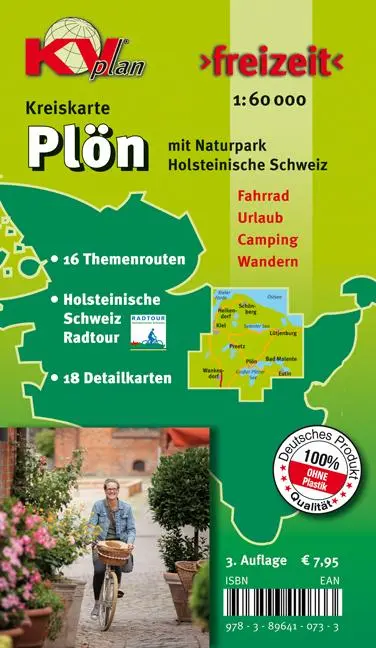 Cover: 9783896410733 | Plön Kreis, KVplan, Radkarte/Freizeitkarte, 1:60.000 / 1:25.000 | 2021
