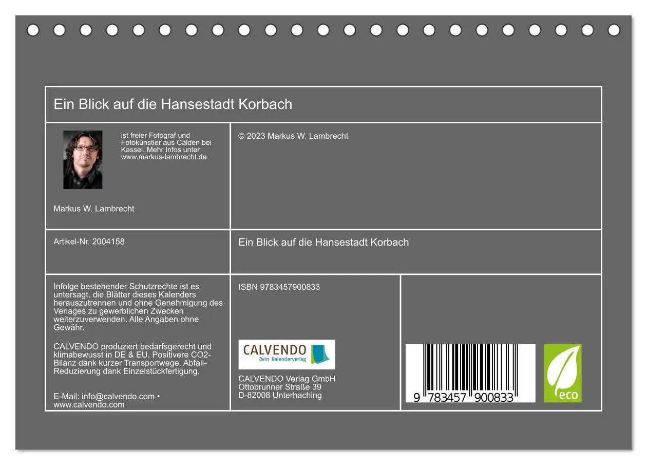 Bild: 9783457900833 | Ein Blick auf die Hansestadt Korbach (Tischkalender 2026 DIN A5...