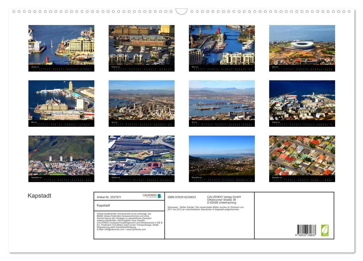 Bild: 9783516230833 | Kapstadt (Wandkalender 2026 DIN A2 quer), CALVENDO Monatskalender