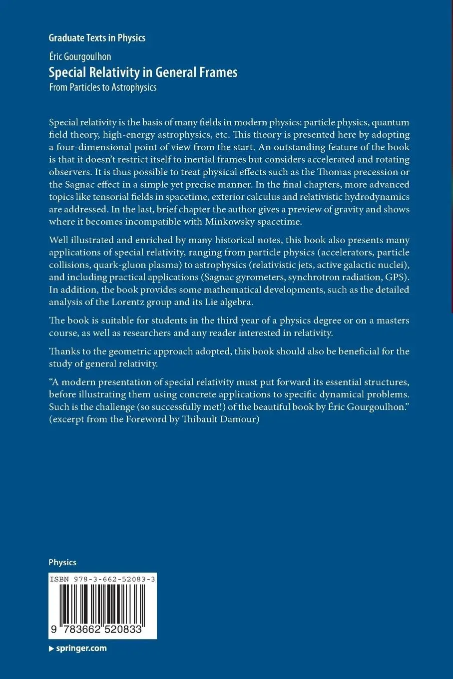 Rückseite: 9783662520833 | Special Relativity in General Frames | From Particles to Astrophysics
