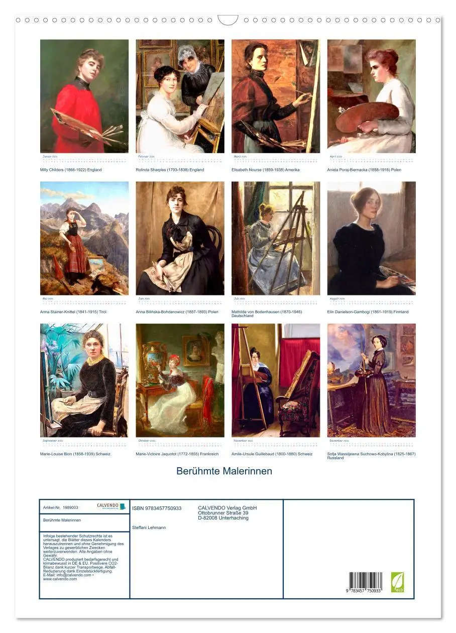 Bild: 9783457750933 | Berühmte Malerinnen (Wandkalender 2026 DIN A2 hoch), CALVENDO...