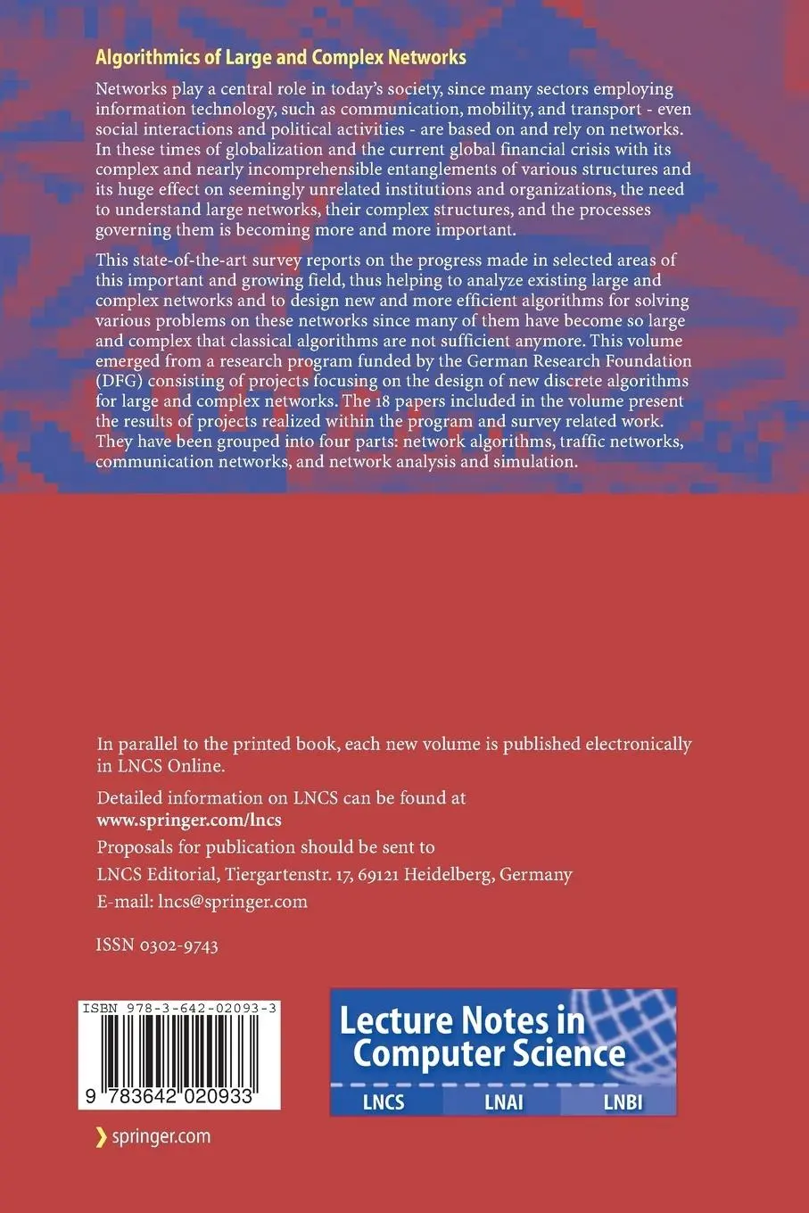 Rückseite: 9783642020933 | Algorithmics of Large and Complex Networks | Jürgen Lerner (u. a.) | x