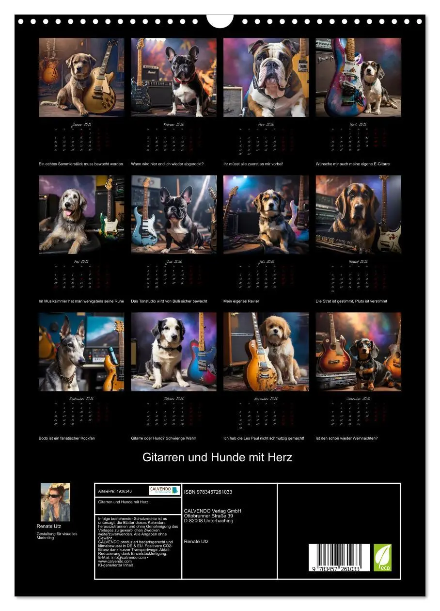 Bild: 9783457261033 | Gitarren und Hunde mit Herz (Wandkalender 2026 DIN A3 hoch),...