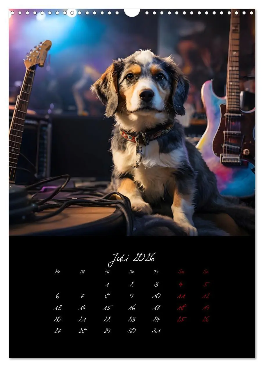 Bild: 9783457261033 | Gitarren und Hunde mit Herz (Wandkalender 2026 DIN A3 hoch),...