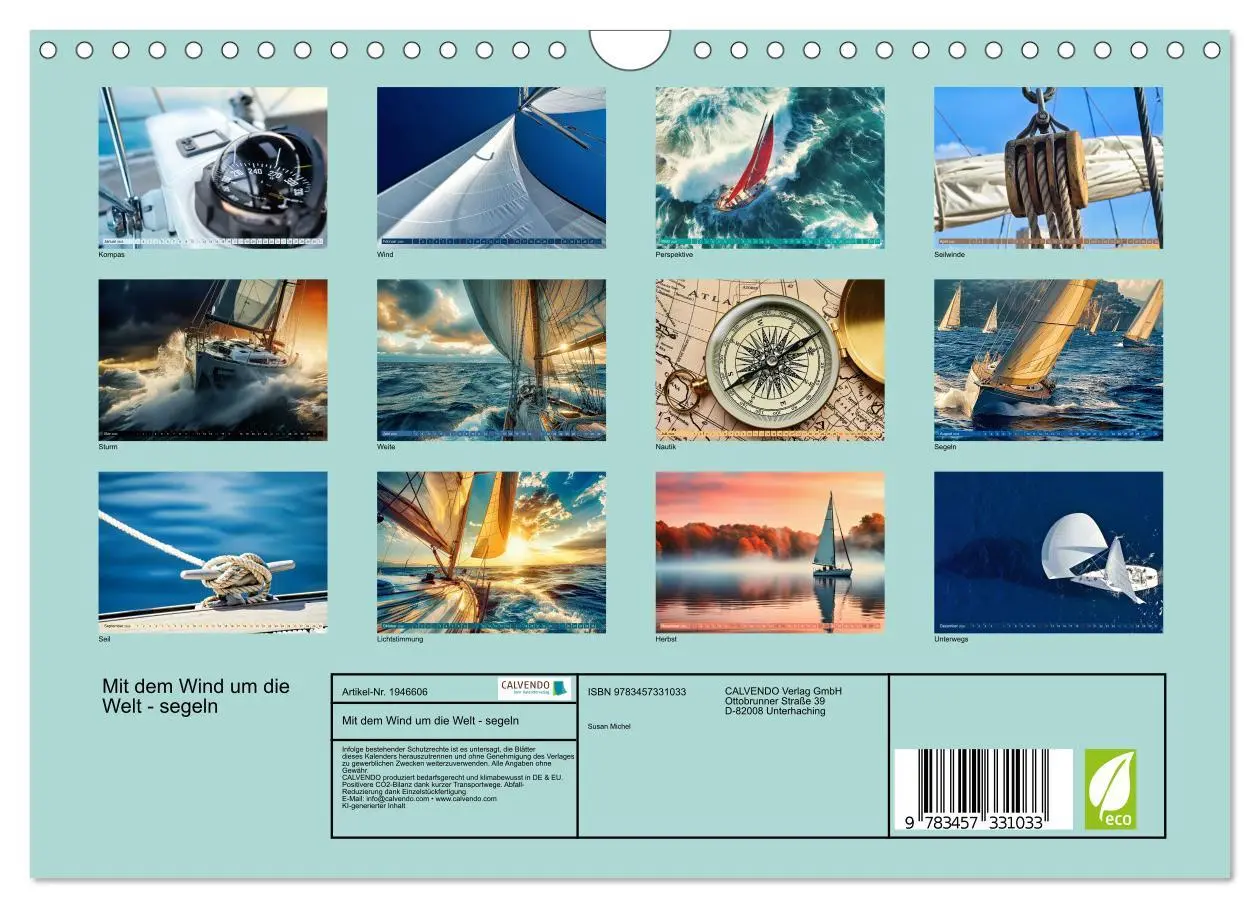 Bild: 9783457331033 | Mit dem Wind um die Welt - segeln (Wandkalender 2026 DIN A4 quer),...