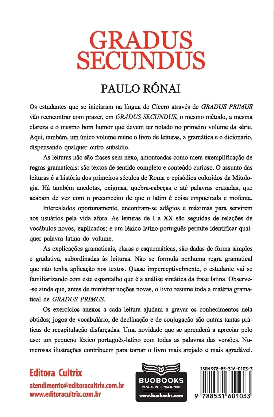 Rückseite: 9788531601033 | Curso Básico de Latim: Gradus Secundus | Paulo Rónai | Taschenbuch