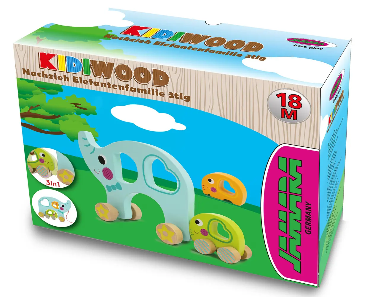 Bild: 4042774461133 | Jamara Holzspielzeug Kidiwood Nachzieh-Elefantenfamilie 3tlg | 460875