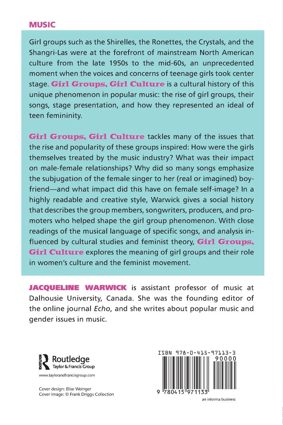 Rückseite: 9780415971133 | Girl Groups, Girl Culture | Popular Music and Identity in the 1960s