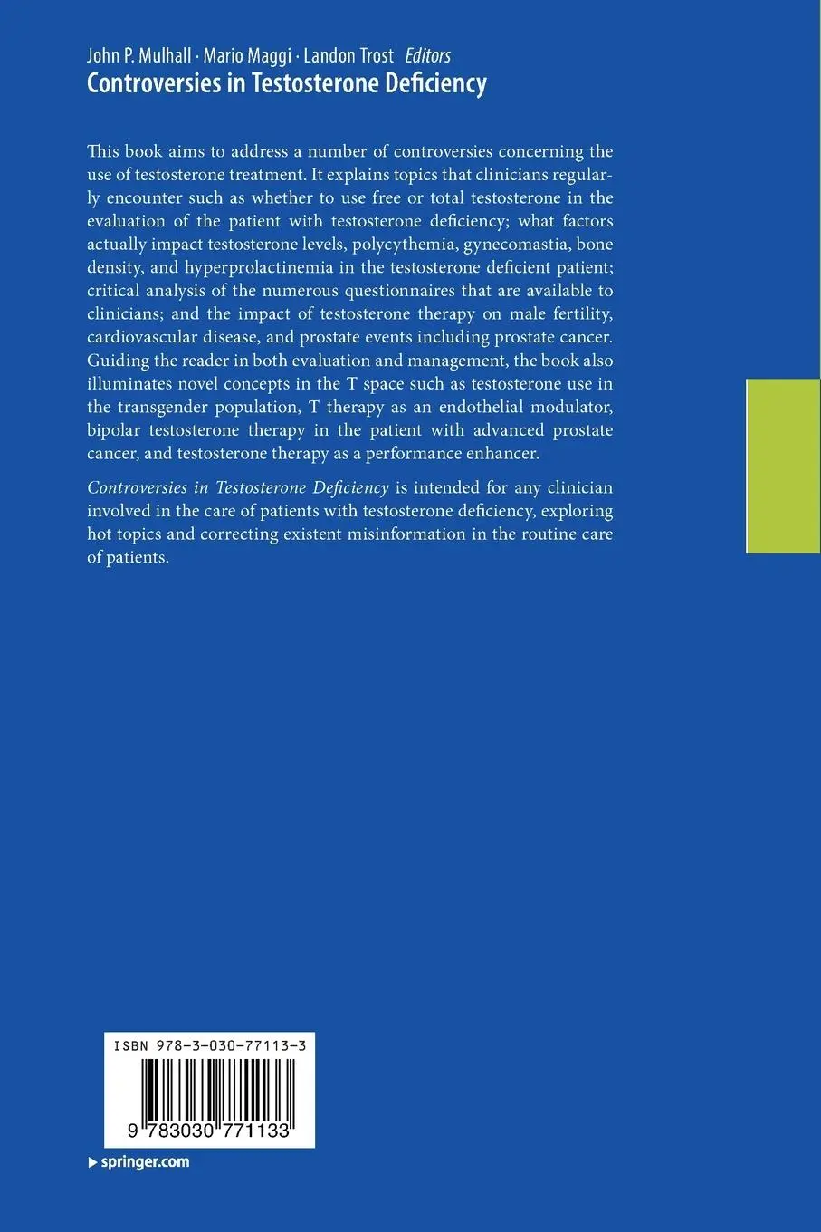 Rückseite: 9783030771133 | Controversies in Testosterone Deficiency | John P. Mulhall (u. a.)