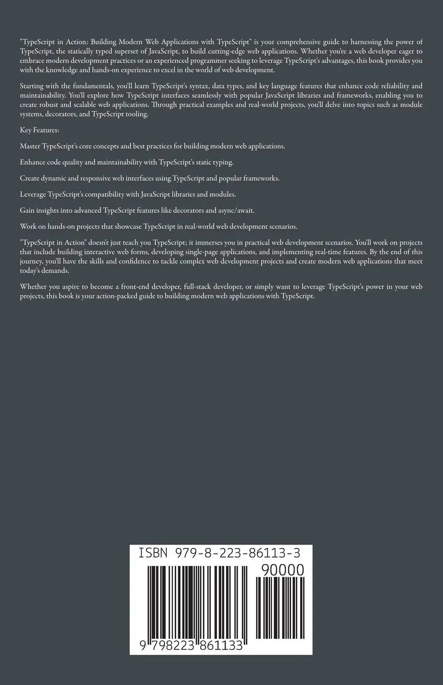 Rückseite: 9798223861133 | TypeScript in Action | Kameron Hussain (u. a.) | Taschenbuch | 2023