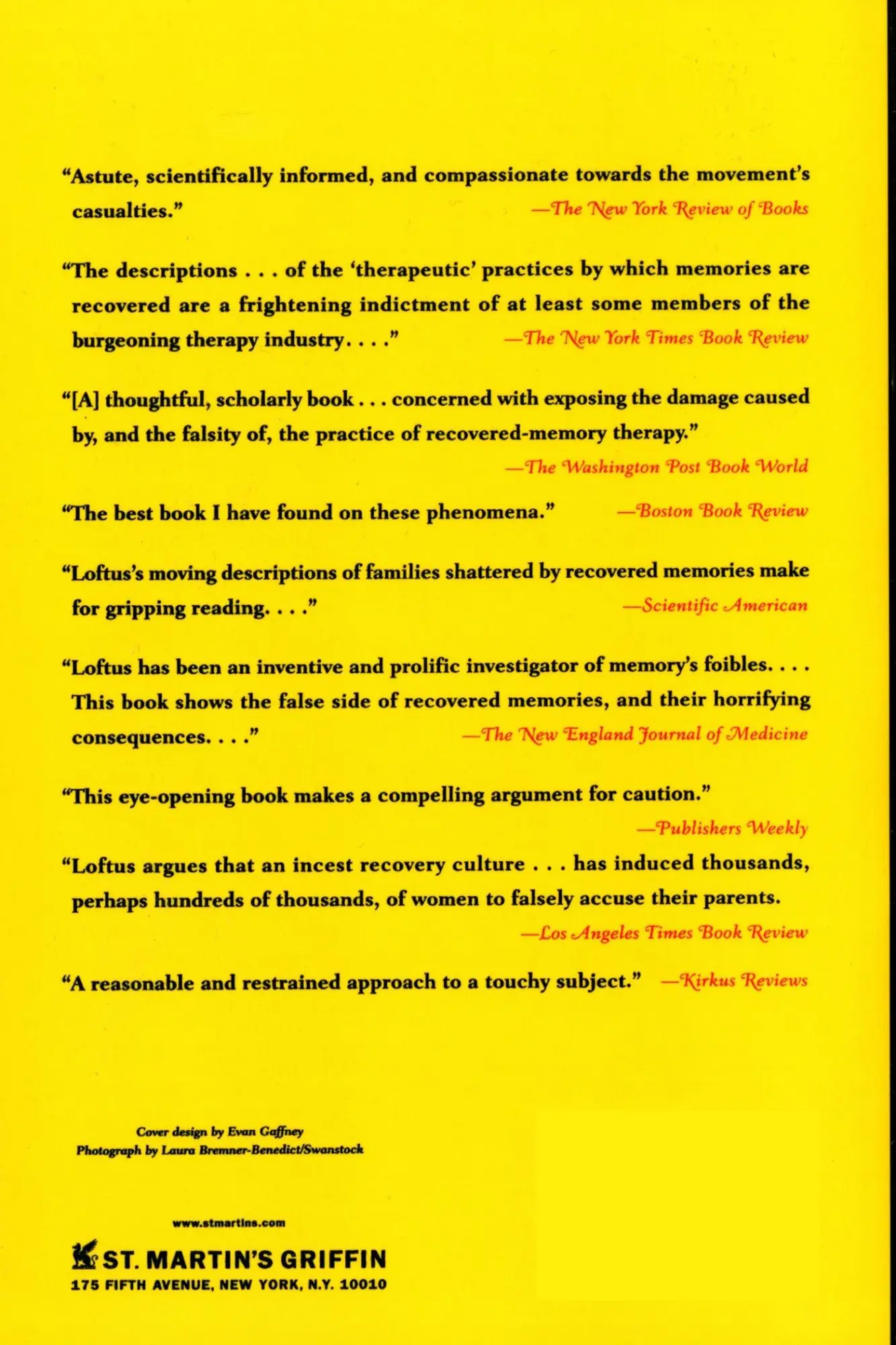 Rückseite: 9780312141233 | The Myth of Repressed Memory | Elizabeth Loftus | Taschenbuch | 2000