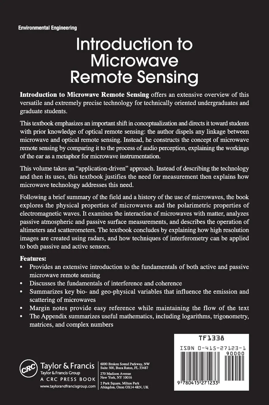 Rückseite: 9780415271233 | Introduction to Microwave Remote Sensing | Iain H. Woodhouse | Buch