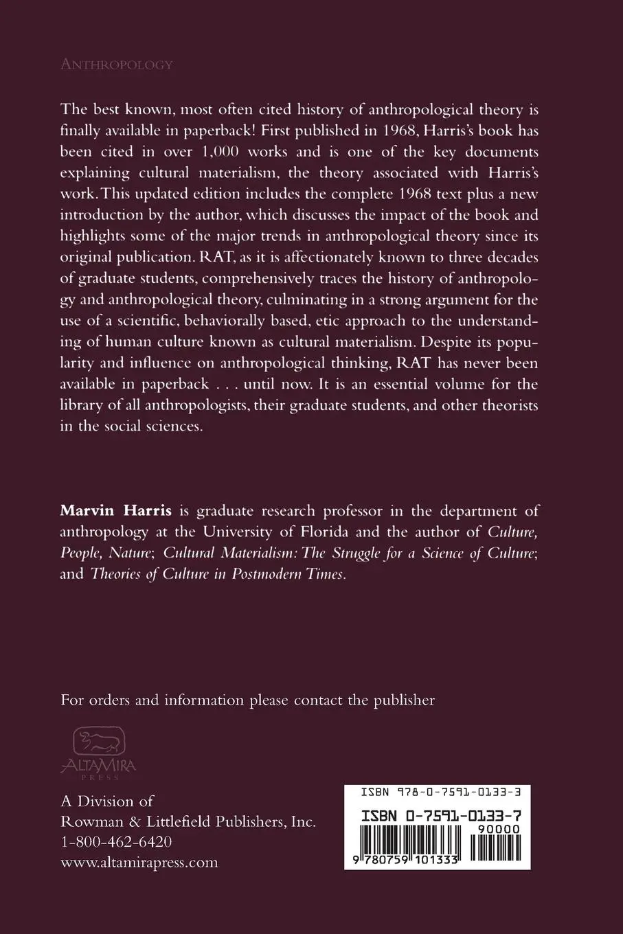 Rückseite: 9780759101333 | The Rise of Anthropological Theory | A History of Theories of Culture