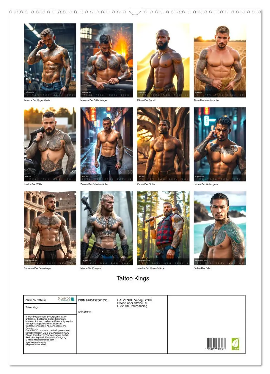 Bild: 9783457301333 | Tattoo Kings (Wandkalender 2026 DIN A2 hoch), CALVENDO Monatskalender