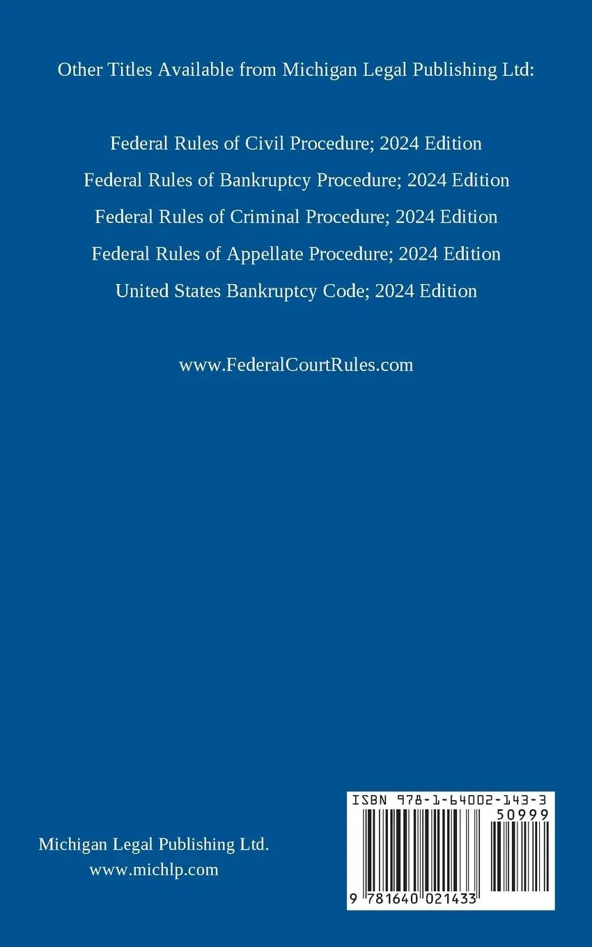 Rückseite: 9781640021433 | Federal Rules of Evidence; 2024 Edition | Ltd. | Taschenbuch | 2023