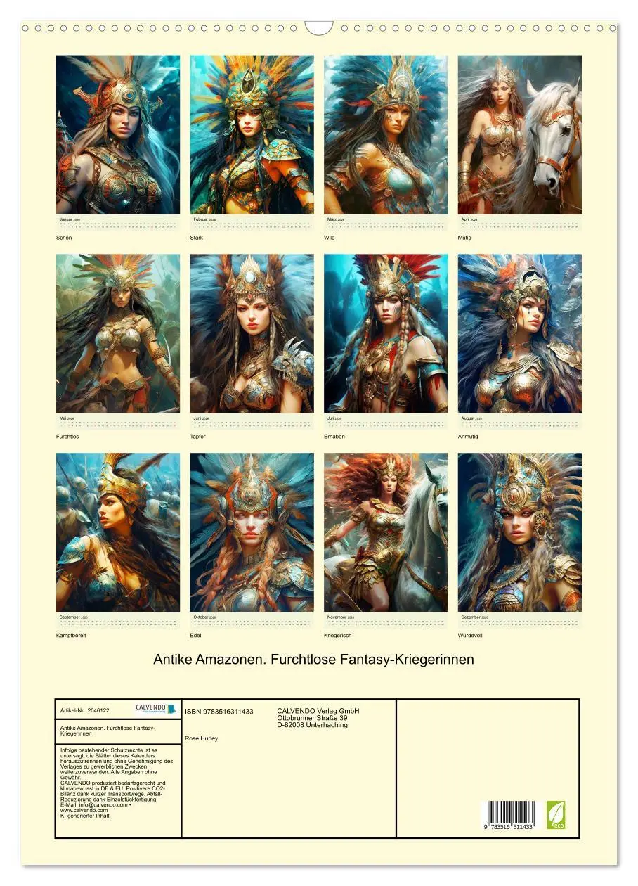 Bild: 9783516311433 | Antike Amazonen. Furchtlose Fantasy-Kriegerinnen (Wandkalender 2026...
