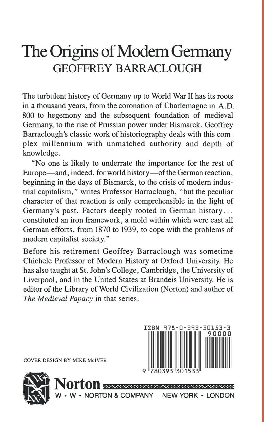 Rückseite: 9780393301533 | The Origins of Modern Germany | Geoffrey Barraclough | Taschenbuch