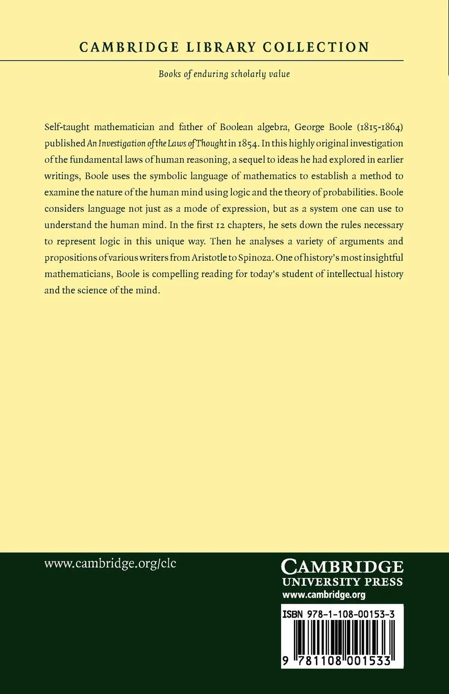 Rückseite: 9781108001533 | An Investigation of the Laws of Thought | George Boole | Taschenbuch