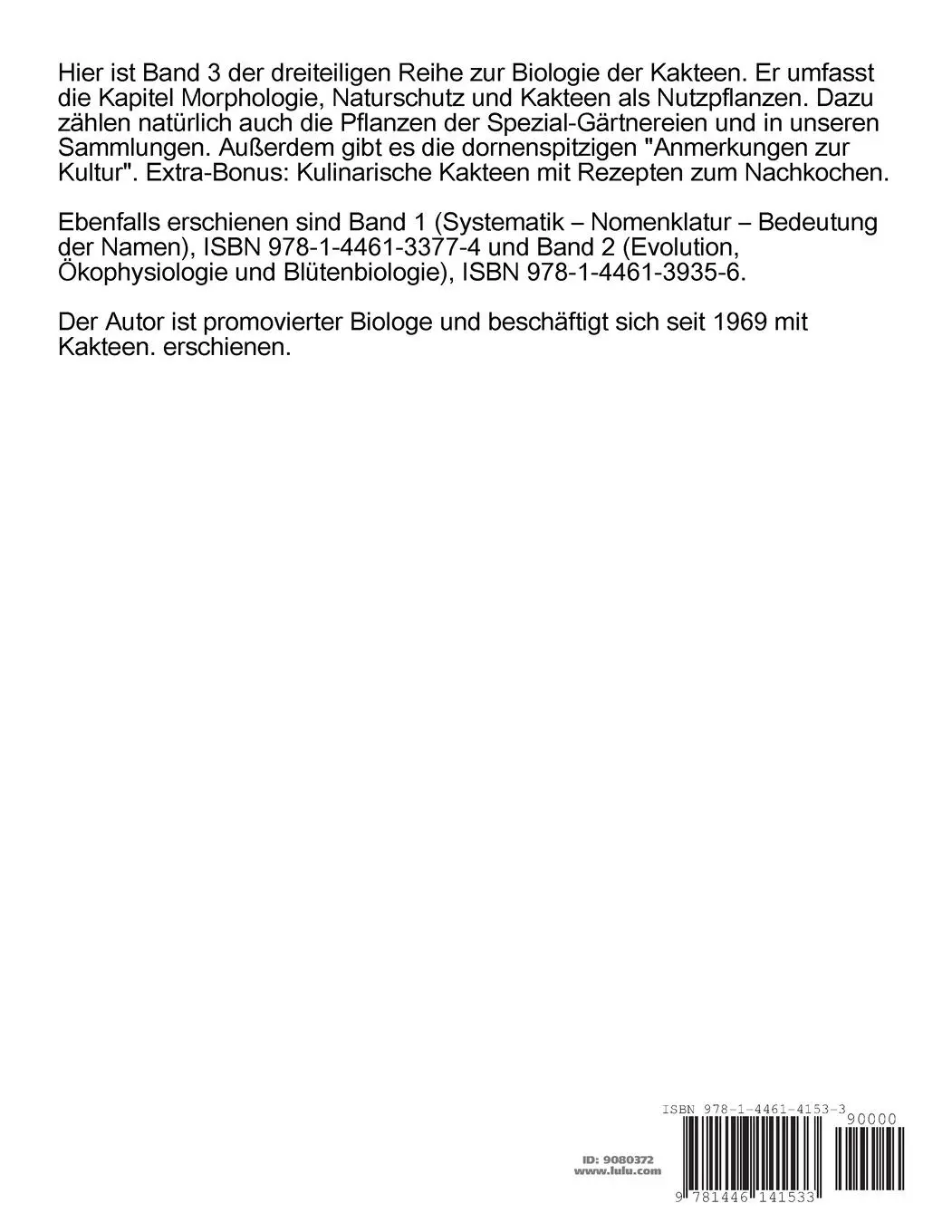 Rückseite: 9781446141533 | Biologie der Kakteen 3 | Dieter Helm | Taschenbuch | Englisch | 2010