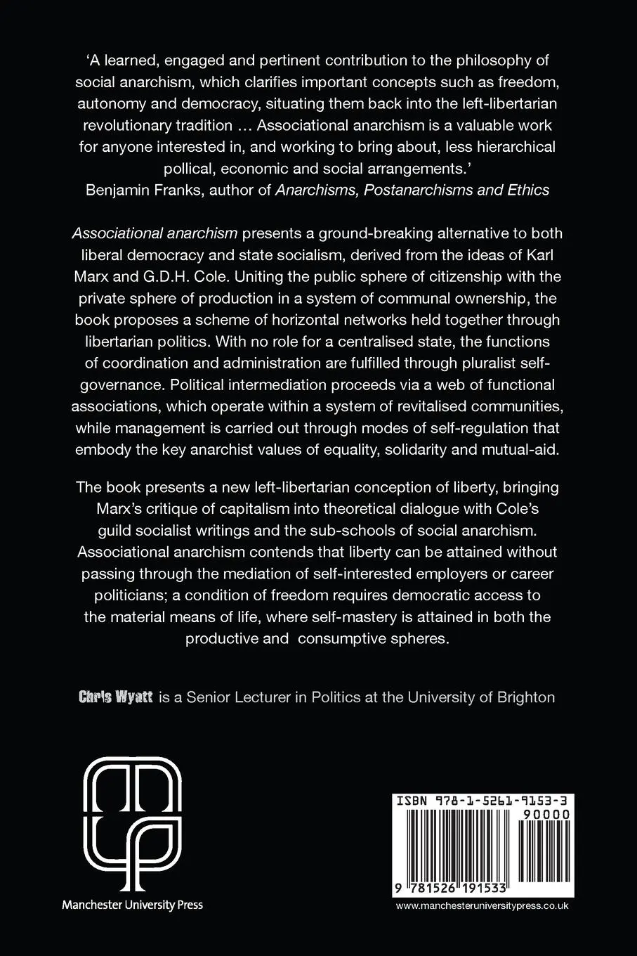 Rückseite: 9781526191533 | Associational anarchism | Chris Wyatt | Taschenbuch | Englisch | 2025