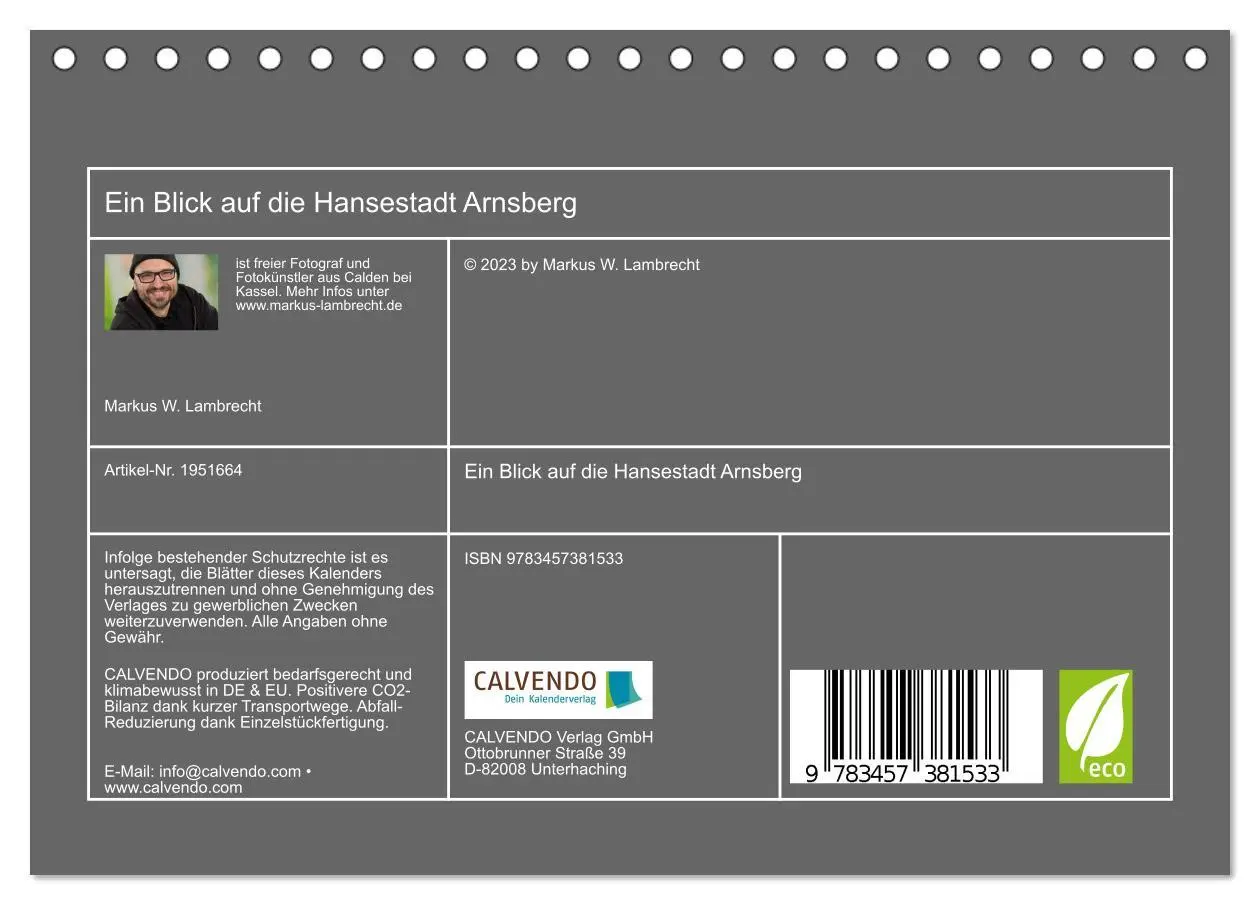 Bild: 9783457381533 | Ein Blick auf die Hansestadt Arnsberg (Tischkalender 2026 DIN A5...