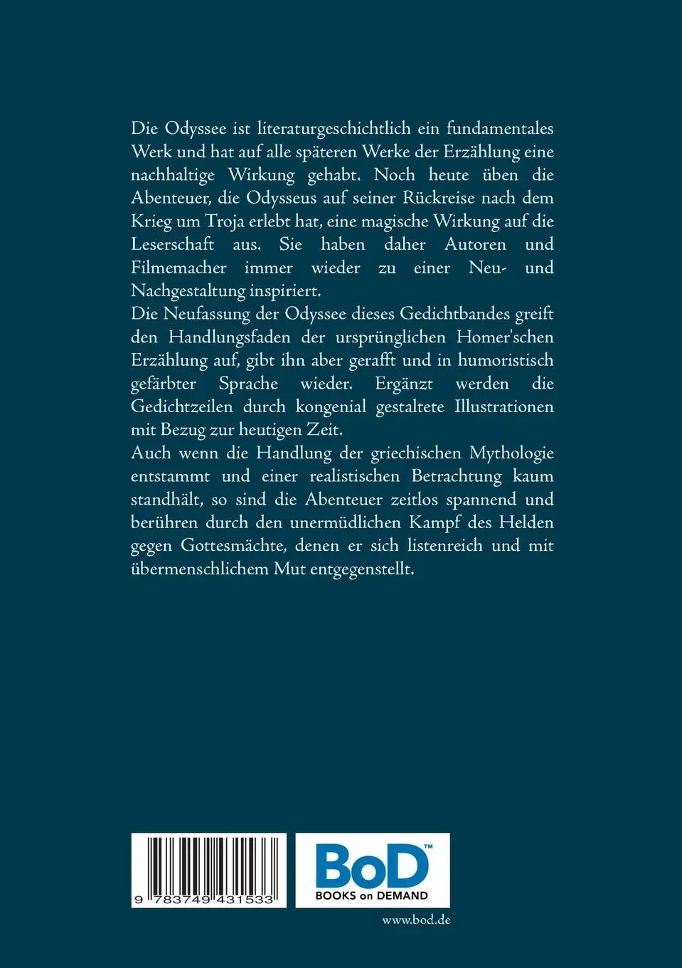 Rückseite: 9783749431533 | Die Odyssee | eine Neugestaltung in Gedichtform | Ulrich Kulicke