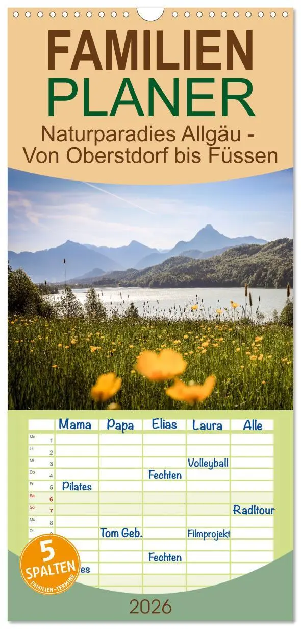 Cover: 9783516601633 | Familienplaner 2026 - Naturparadies Allgäu - Von Oberstdorf bis...