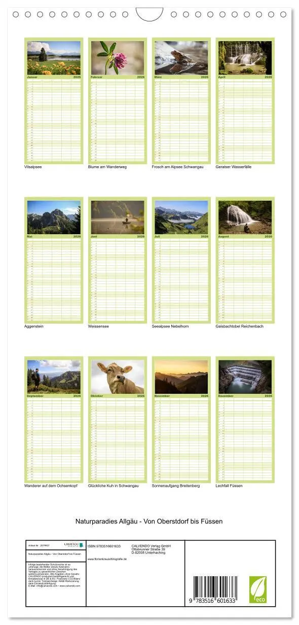Bild: 9783516601633 | Familienplaner 2026 - Naturparadies Allgäu - Von Oberstdorf bis...