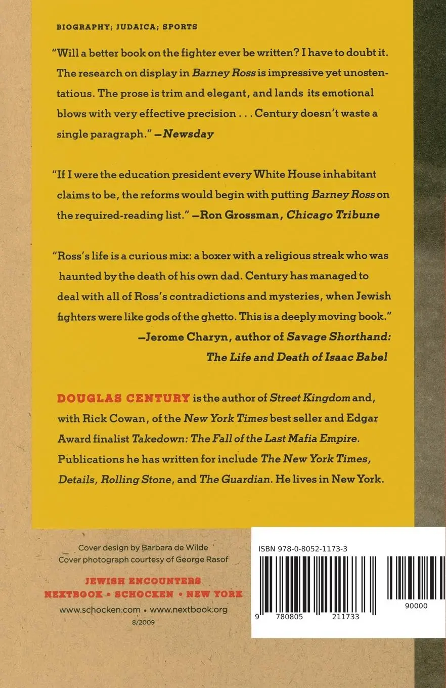 Rückseite: 9780805211733 | Barney Ross | The Life of a Jewish Fighter | Douglas Century | Buch