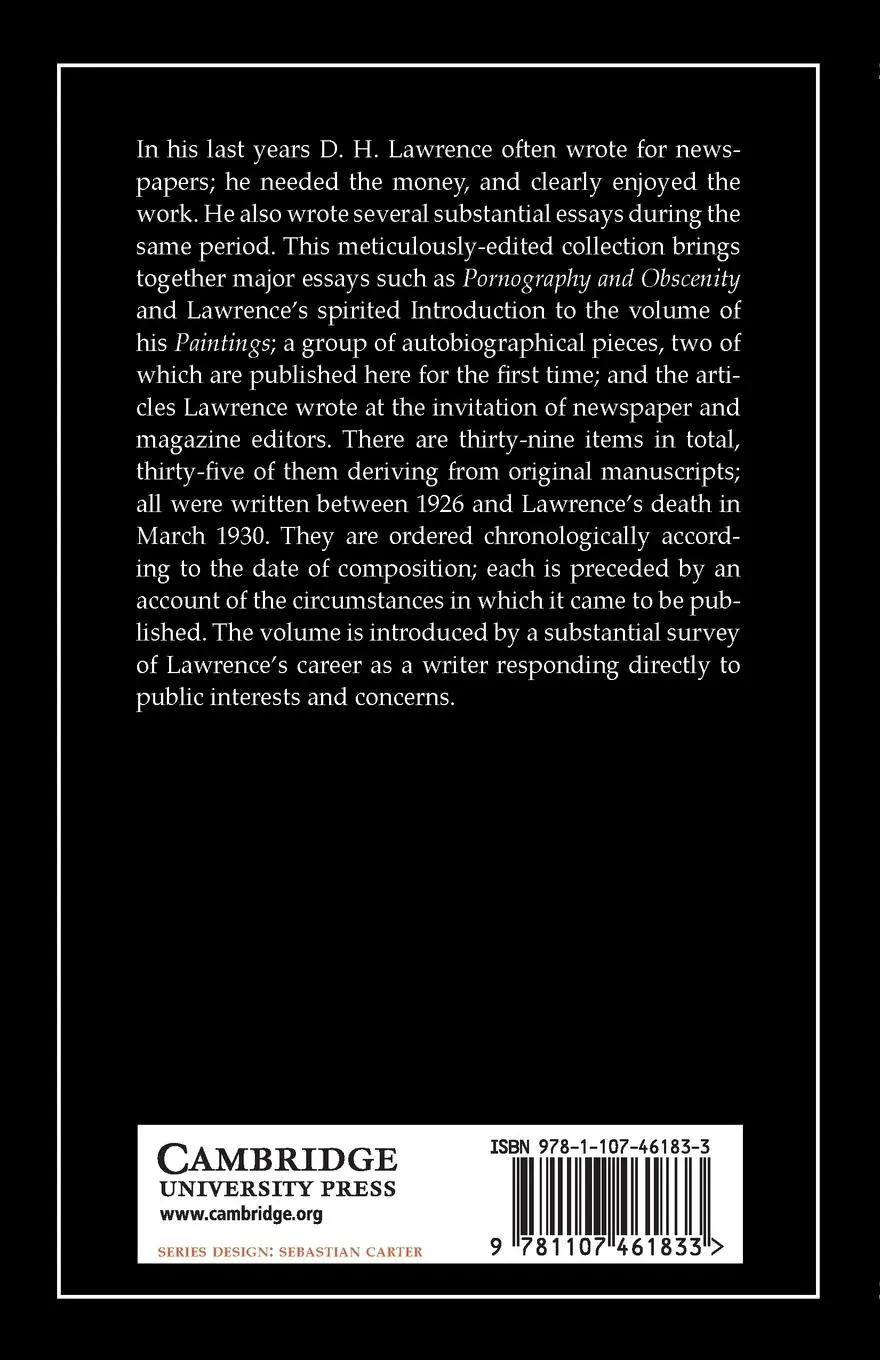 Rückseite: 9781107461833 | D. H. Lawrence | Late Essays and Articles | D. H. Lawrence | Buch
