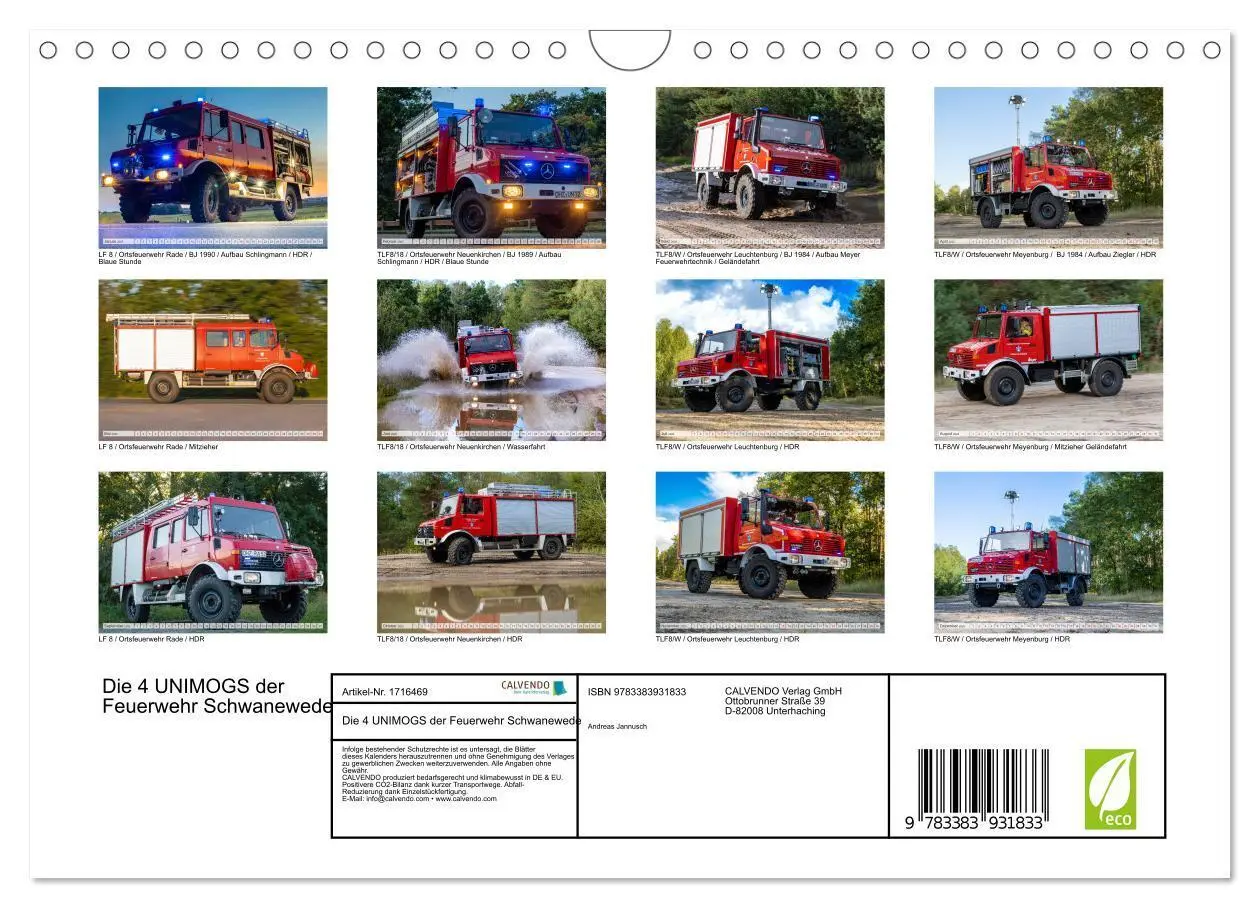 Bild: 9783383931833 | Die 4 UNIMOGS der Feuerwehr Schwanewede (Wandkalender 2025 DIN A4...