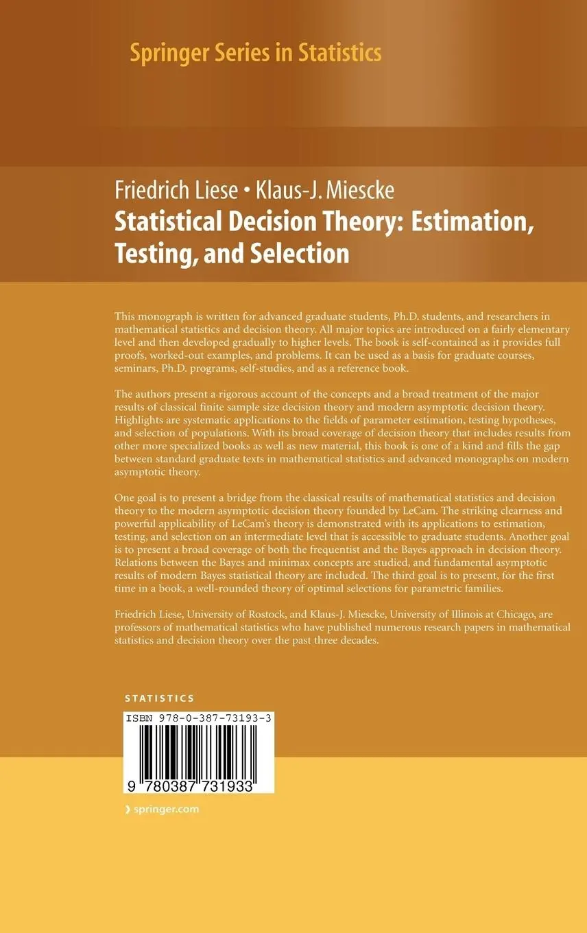 Rückseite: 9780387731933 | Statistical Decision Theory | Estimation, Testing, and Selection