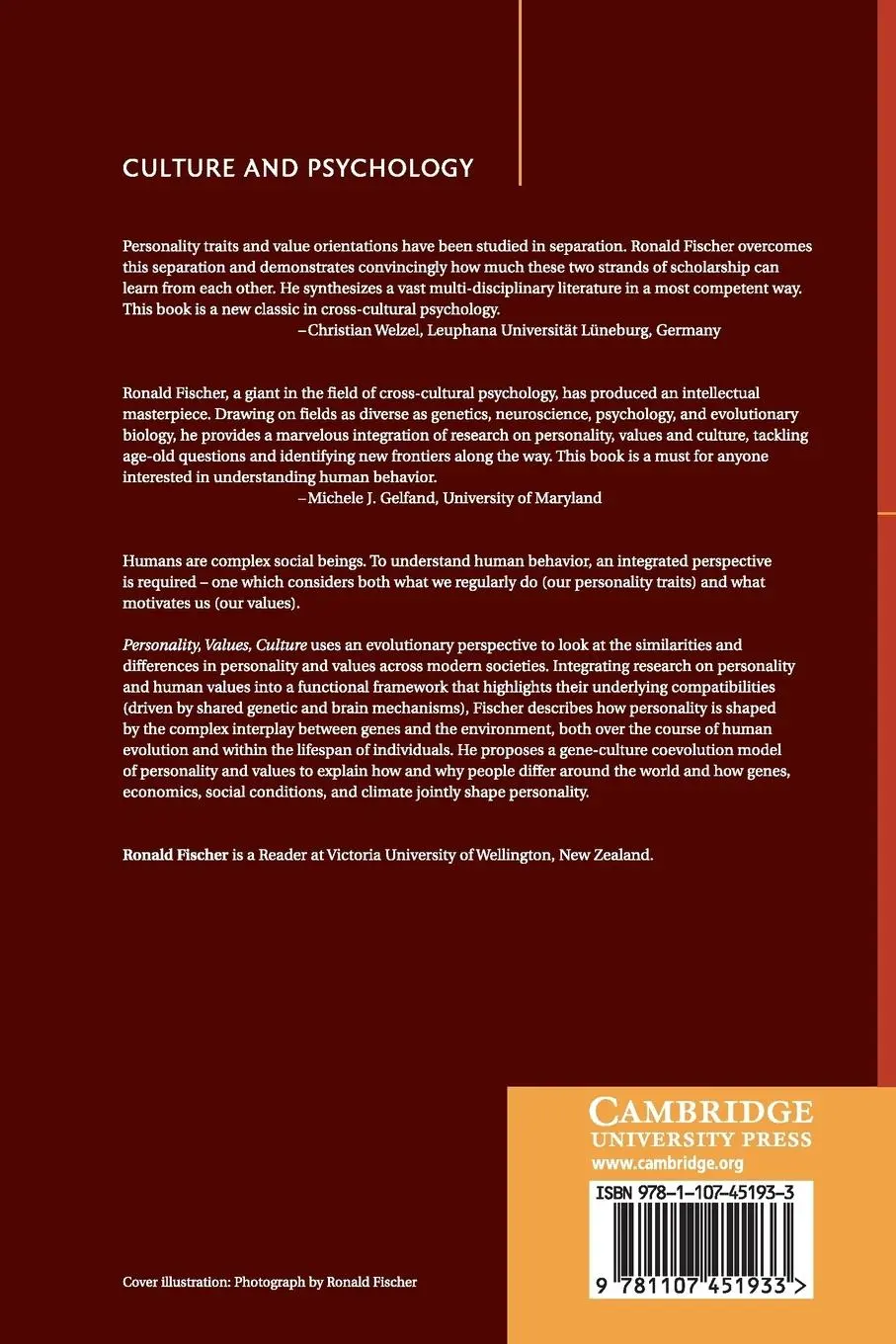 Rückseite: 9781107451933 | Personality, Values, Culture | Ronald Fischer | Taschenbuch | Englisch