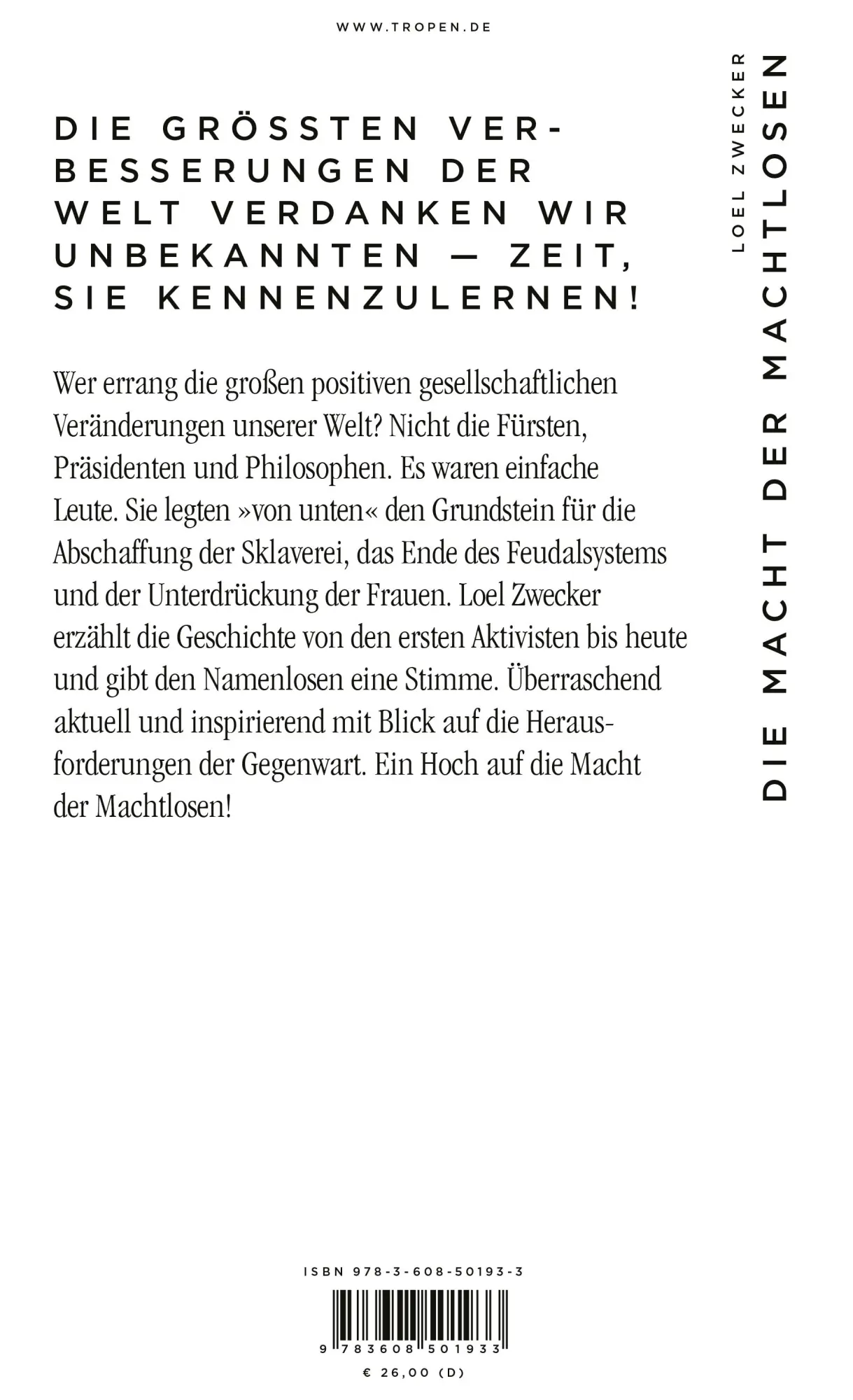 Rückseite: 9783608501933 | Die Macht der Machtlosen | Eine Geschichte von unten | Loel Zwecker