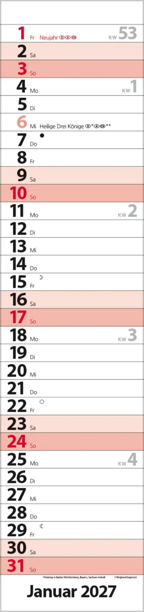 Bild: 9783819301933 | Streifenplaner Compact Rot 2027 | Verlag Korsch | Kalender | 13 S.