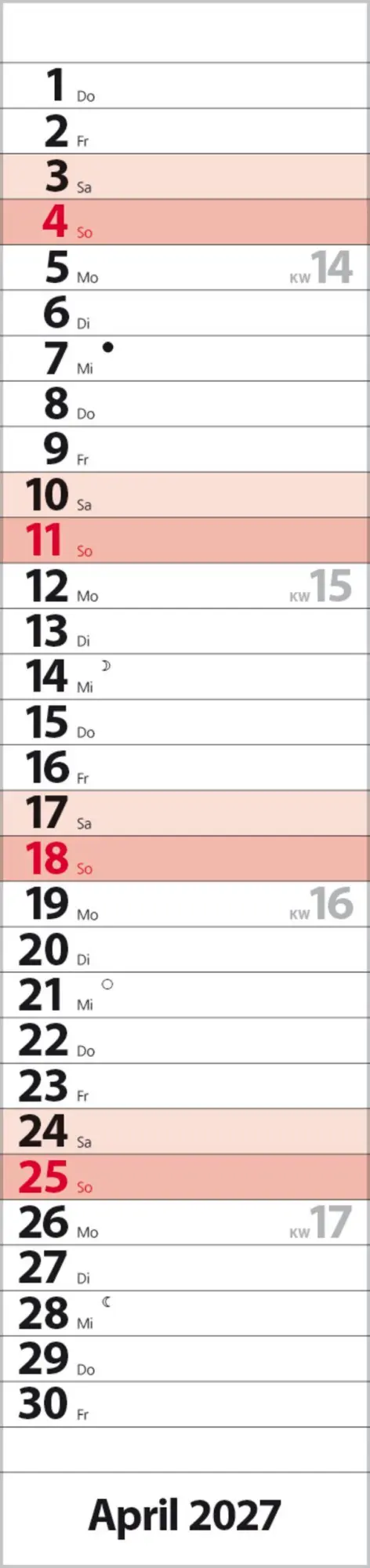 Bild: 9783819301933 | Streifenplaner Compact Rot 2027 | Verlag Korsch | Kalender | 13 S.