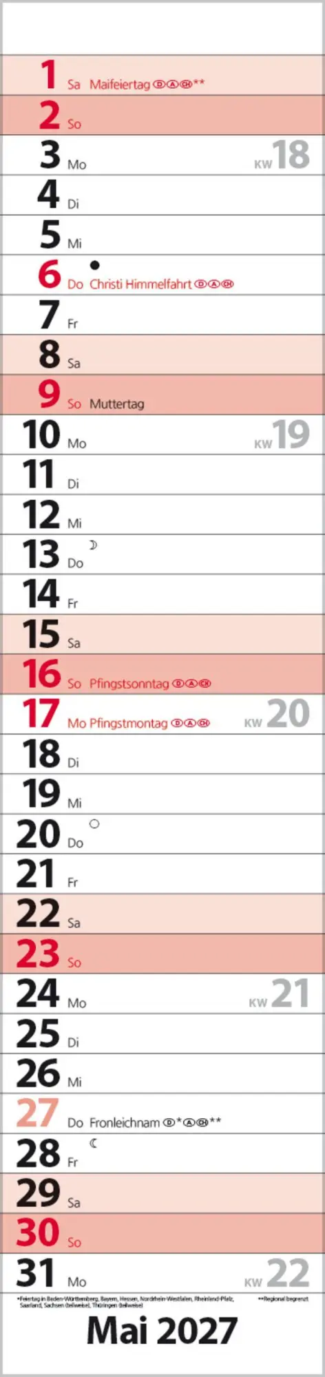 Bild: 9783819301933 | Streifenplaner Compact Rot 2027 | Verlag Korsch | Kalender | 13 S.