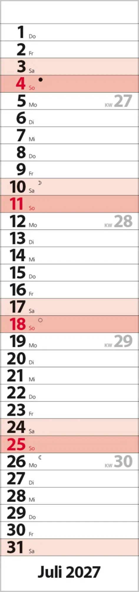 Bild: 9783819301933 | Streifenplaner Compact Rot 2027 | Verlag Korsch | Kalender | 13 S.