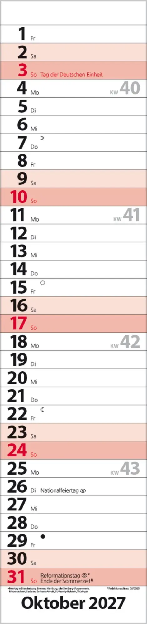 Bild: 9783819301933 | Streifenplaner Compact Rot 2027 | Verlag Korsch | Kalender | 13 S.