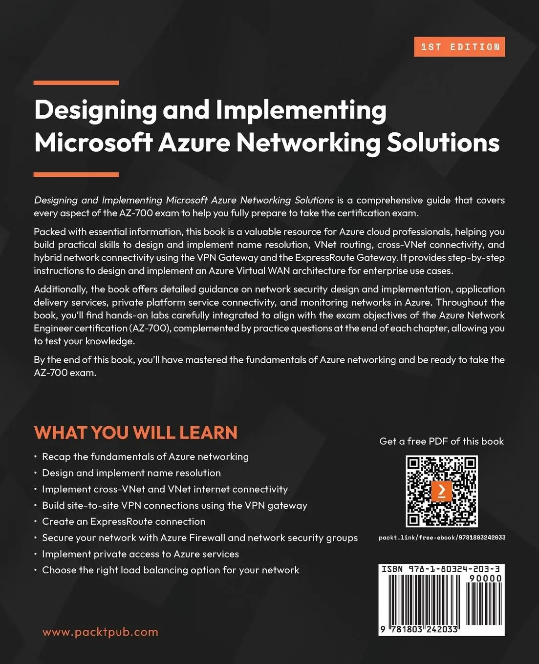 Rückseite: 9781803242033 | Designing and Implementing Microsoft Azure Networking Solutions | Buch
