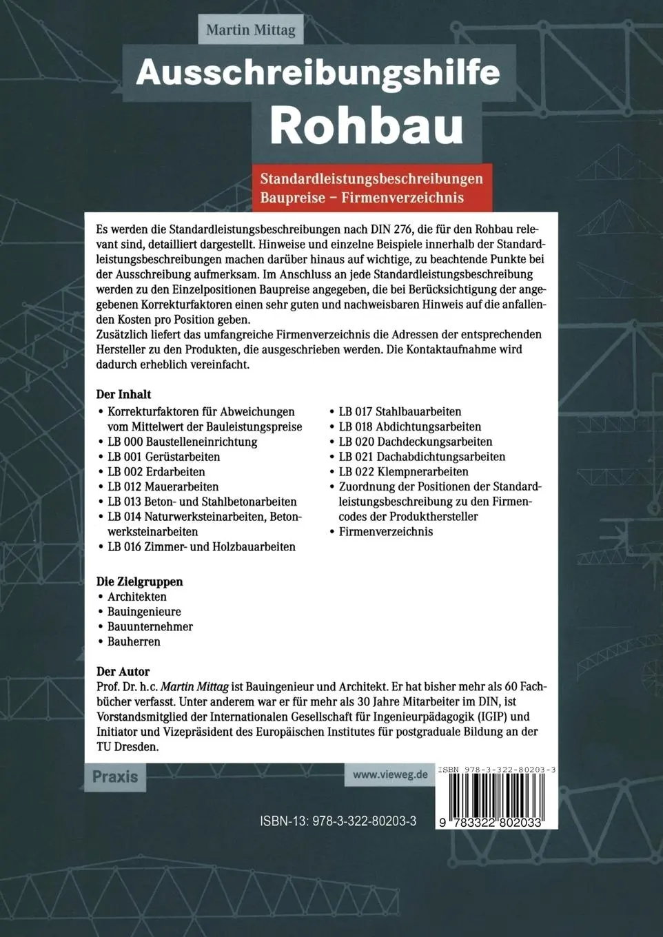Rückseite: 9783322802033 | Ausschreibungshilfe Rohbau | Martin Mittag | Taschenbuch | 564 S.