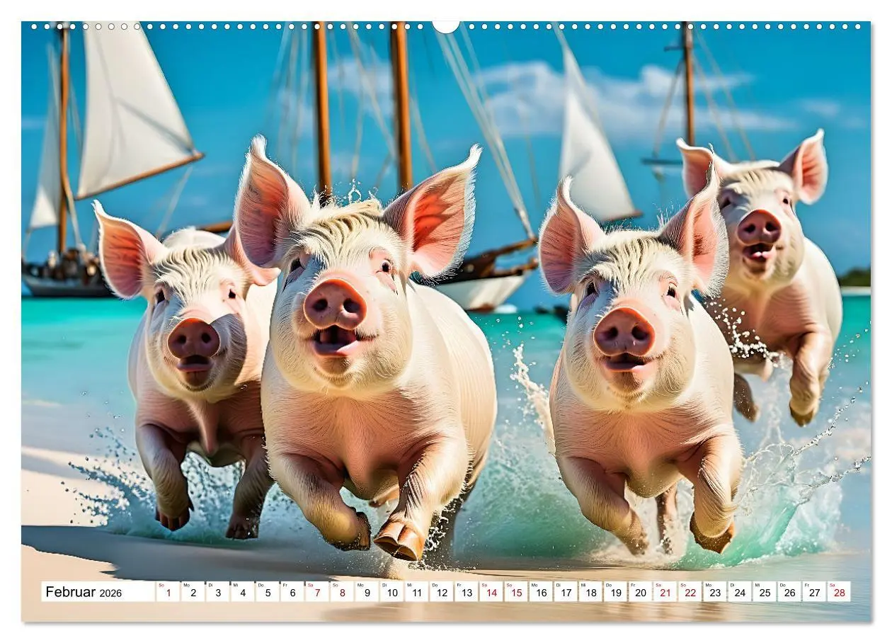 Bild: 9783457472033 | Schwimmende Schweine im Paradies (Wandkalender 2026 DIN A2 quer),...