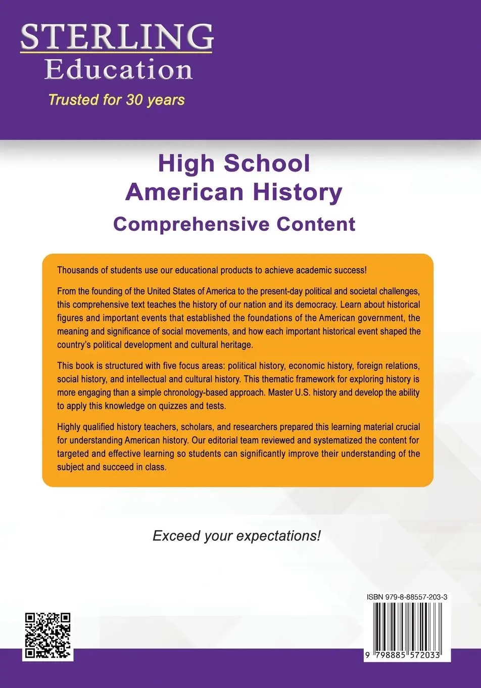 Rückseite: 9798885572033 | High School American History | Sterling Education | Taschenbuch | 2023