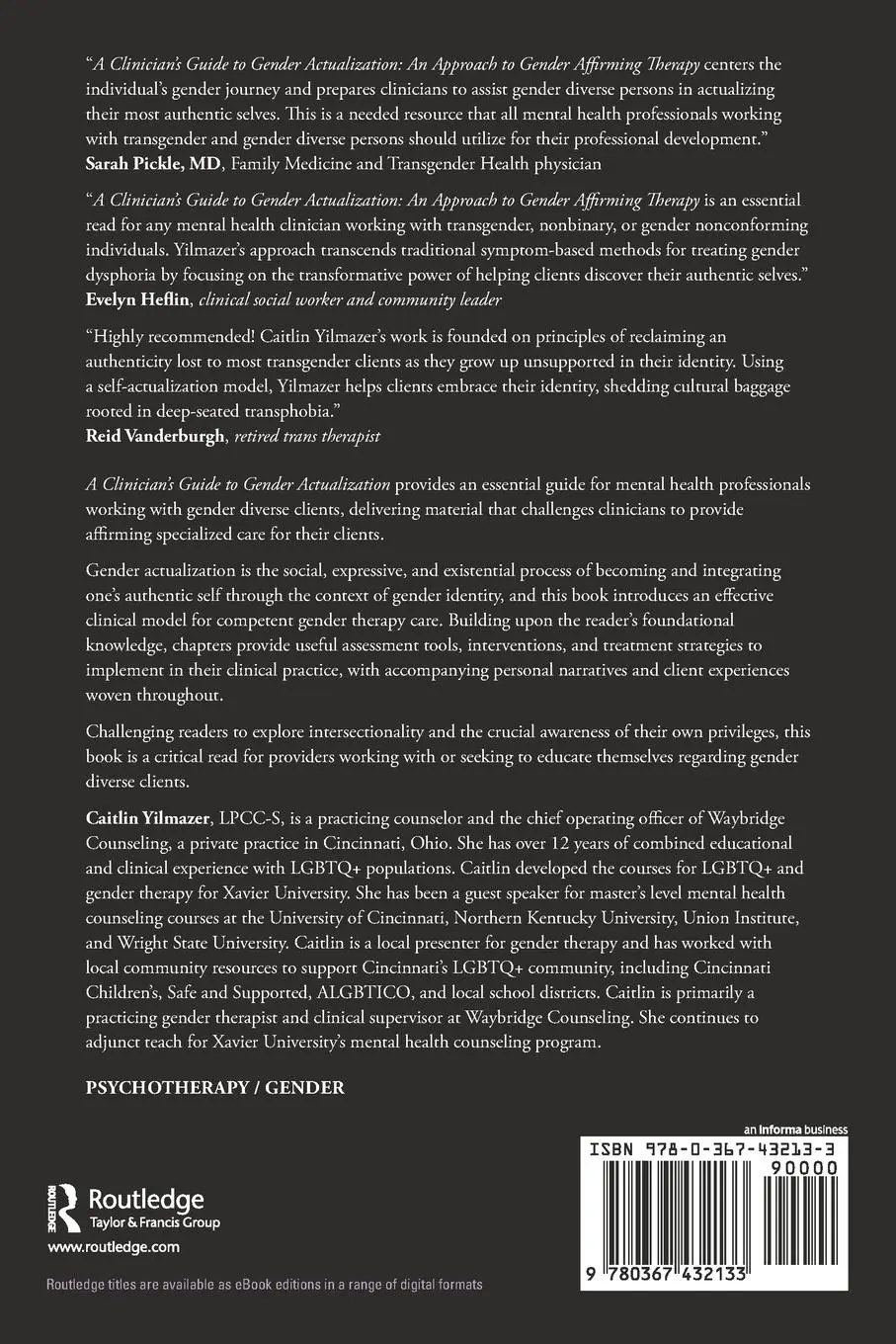 Rückseite: 9780367432133 | A Clinician's Guide to Gender Actualization | Caitlin Yilmazer | Buch