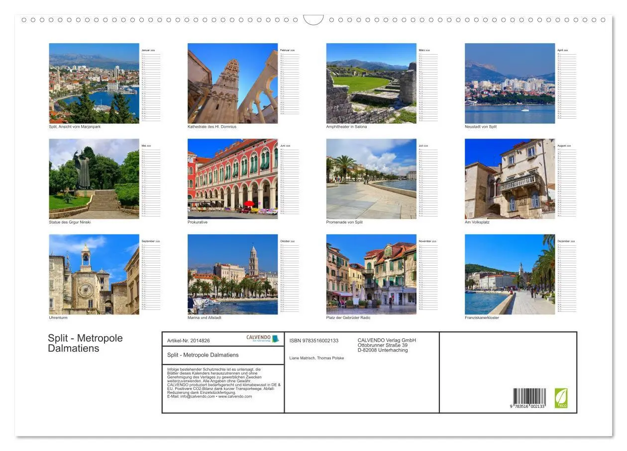 Bild: 9783516002133 | Split - Metropole Dalmatiens (Wandkalender 2026 DIN A2 quer),...
