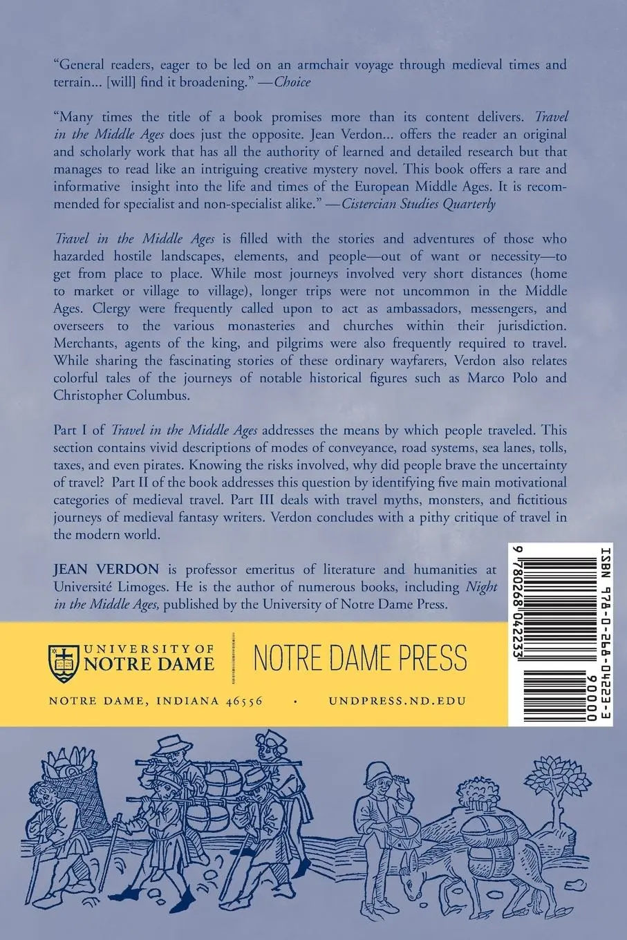 Rückseite: 9780268042233 | Travel In The Middle Ages | Jean Verdon | Taschenbuch | Englisch